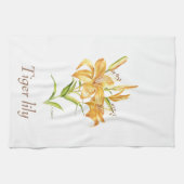 Tijgerlichterbotanische florale waterverf theedoek (Horizontaal)