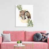 tijgermeisje oerwoud groene bladeren canvas afdruk (Insitu (Woonkamer))