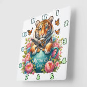 Tijgermoeder: Baby, Bloemen, Moederdag Vierkante Klok (Hoek)