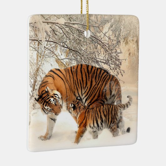 tijgermoeder en baby porseleinen ornament (Rechts)