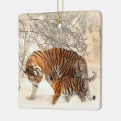 tijgermoeder en baby porseleinen ornament (Links)