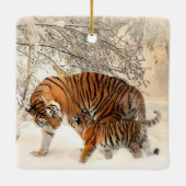 tijgermoeder en baby porseleinen ornament (Achterkant)