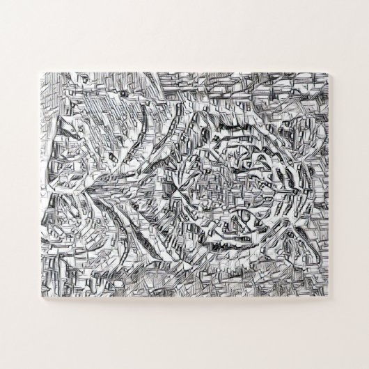 TijgermozaïekTegels in zwart-wit Legpuzzel (Horizontaal)