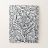 TijgermozaïekTegels in zwart-wit Legpuzzel (Verticaal)