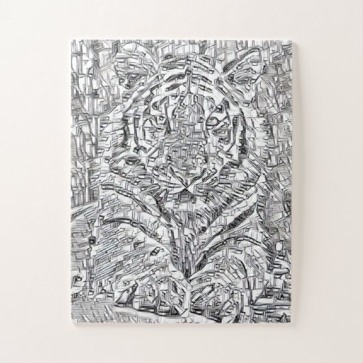 TijgermozaïekTegels in zwart-wit Legpuzzel (Verticaal)