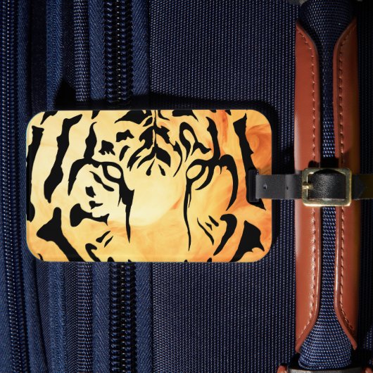 Tijgerogen in zwart silhouet bagagelabel (Voorkant Insitu 4)