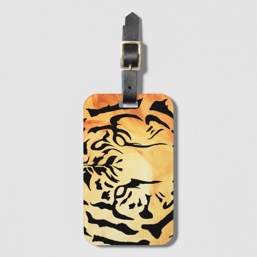 Tijgerogen in zwart silhouet bagagelabel (Voorkant (verticaal))
