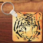Tijgerogen in zwarte, silhouette trektas sleutelhanger (Voorkant)