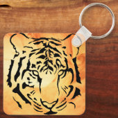 Tijgerogen in zwarte, silhouette trektas sleutelhanger (Achterkant)