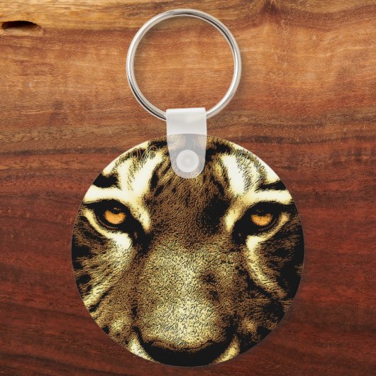 Tijgerogen Wilde Dieren Basic Button Sleutelhanger (Voorkant)