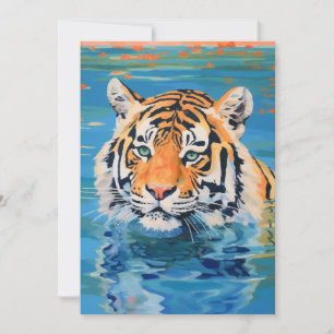 Tijgerontwerp, geschilderd, kleurrijke kunst kaart