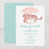 Tijgerparaplu Baby Sprinkle Shower Invitation Kaart (Voorkant / Achterkant)