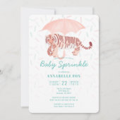 Tijgerparaplu Baby Sprinkle Shower Invitation Kaart (Voorkant)