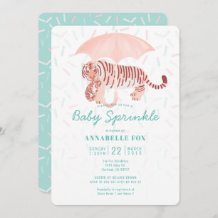 Tijgerparaplu Baby Sprinkle Shower Invitation Kaart