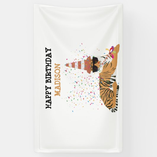 tijgerpartij - dieren met een feestdag spandoek (Verticaal)