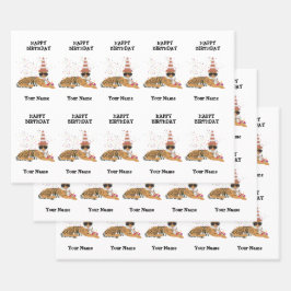 Tijgerpartij - Dieren van de geboorte van een kind Inpakpapier Vel