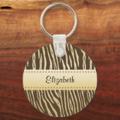 Tijgerpatroon Elegant Bruin Goud Dierlijke Strepen Sleutelhanger (Voorkant)