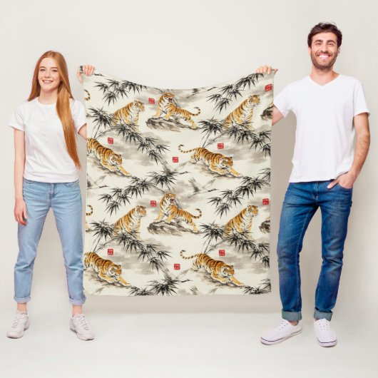 Tijgerpatroon Fleece Deken (In situ)