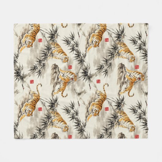 Tijgerpatroon Fleece Deken (Voorkant (Horizontaal))