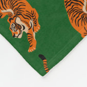 Tijgerpatroon met groene achtergrond fleece deken (Hoek)