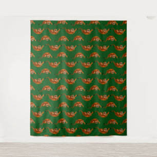 Tijgerpatroon met groene achtergrond wandkleed