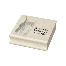 Tijgerpoes Houten Stempel Met Tekst