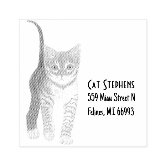 Tijgerpoes Houten Stempel Met Tekst (Afrduk)