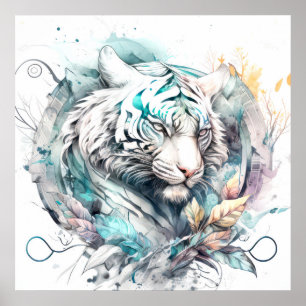 Tijgerportret Dierenschilderij Wildlife Outdoors Poster