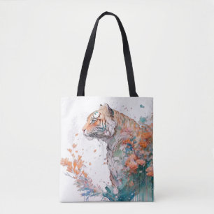 Tijgerportret Dierenschilderij Wildlife Outdoors Tote Bag