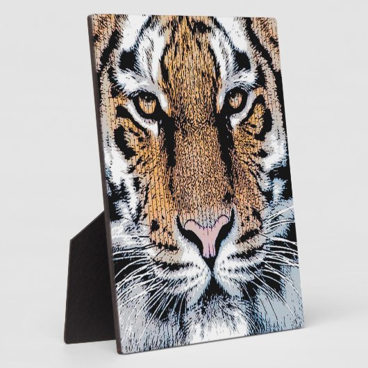 Tijgerportret in grafische persstijl fotoplaat (Zijkant)