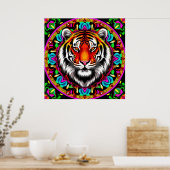 Tijgerportret met Mandala-ontwerp Poster (Keuken)