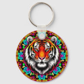 Tijgerportret met Mandala-ontwerp Sleutelhanger (Achterkant)