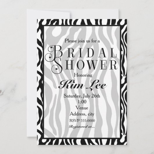 Tijgerprint Bruilofts Bruidsshower Typografie Uitn Kaart (Voorkant)