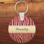 Tijgerprint Elegant rood en goud dierlijk patroon Sleutelhanger (Voorkant)