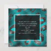 Tijgerprint Feest Uitnodigingen in Teal & Zilver (Voorkant)