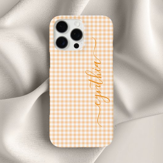 Tijgerprint Klein Perzik Gingham Onderschrift Case-Mate iPhone Case