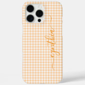 Tijgerprint Klein Perzik Gingham Onderschrift Case-Mate iPhone Case (Achterkant)