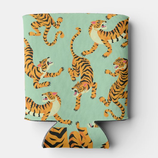  tijgerprint naadloos patroon blikjeskoeler (Achterkant)