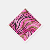 Tijgerprint servetten met glitters, roze (Hoek)