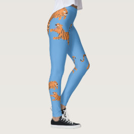 Tijgerprintpatroonontwerp in luchtblauw leggings