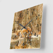 Tijgerreflectie Vierkante Klok (Hoek)