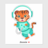 Tijgerruimteastronaut vliegt in de open ruimte sticker (Vel)
