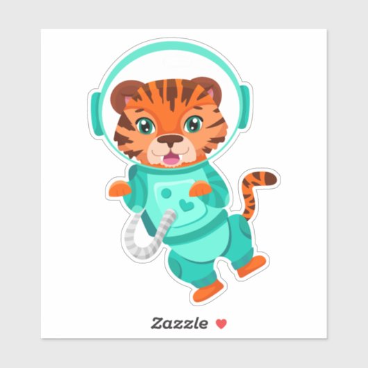 Tijgerruimteastronaut vliegt in de open ruimte sticker (Vel)