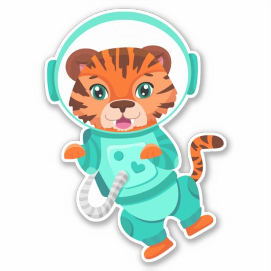 Tijgerruimteastronaut vliegt in de open ruimte sticker (Voorkant)