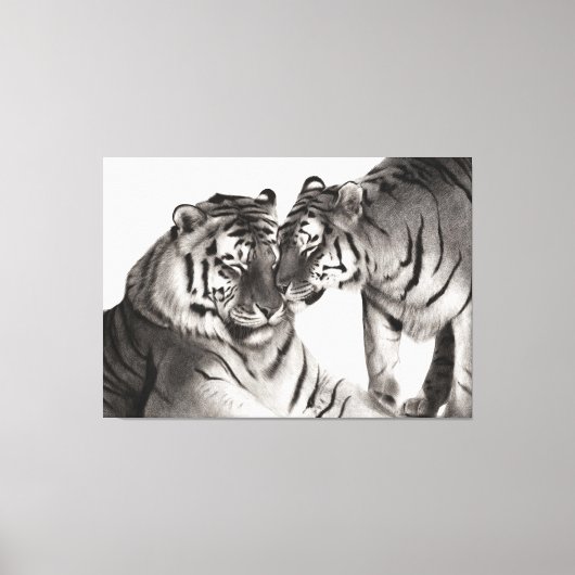 Tijgers - Handgeschilderd Wildlife Portret Canvas Afdruk (Voorkant)