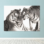 Tijgers - Handgeschilderd Wildlife Portret Canvas Afdruk (Insitu (Houten vloer))