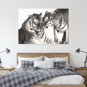 Tijgers - Handgeschilderd Wildlife Portret Canvas Afdruk (Insitu (Slaapkamer))