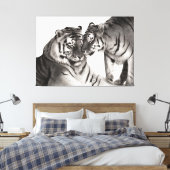 Tijgers - Handgeschilderd Wildlife Portret Canvas Afdruk (Insitu (Slaapkamer))