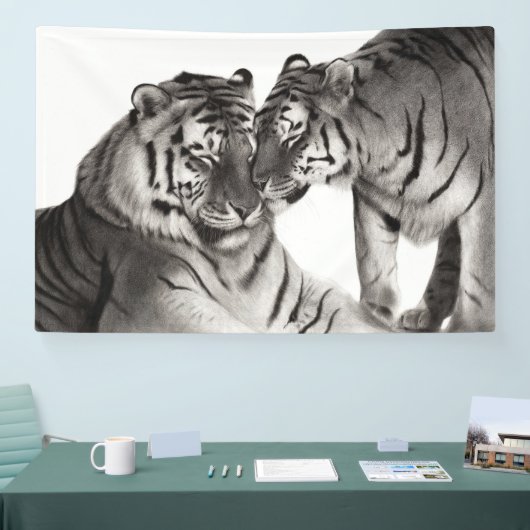 Tijgers - Handgeschilderd Wildlife Portret Spandoek (Beurs)