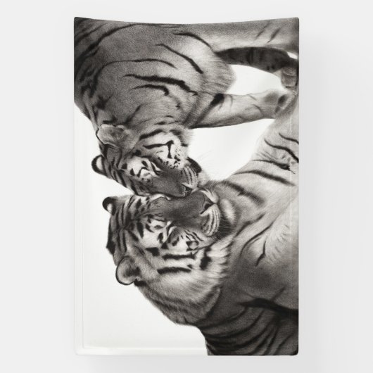 Tijgers - Handgeschilderd Wildlife Portret Spandoek (Verticaal)